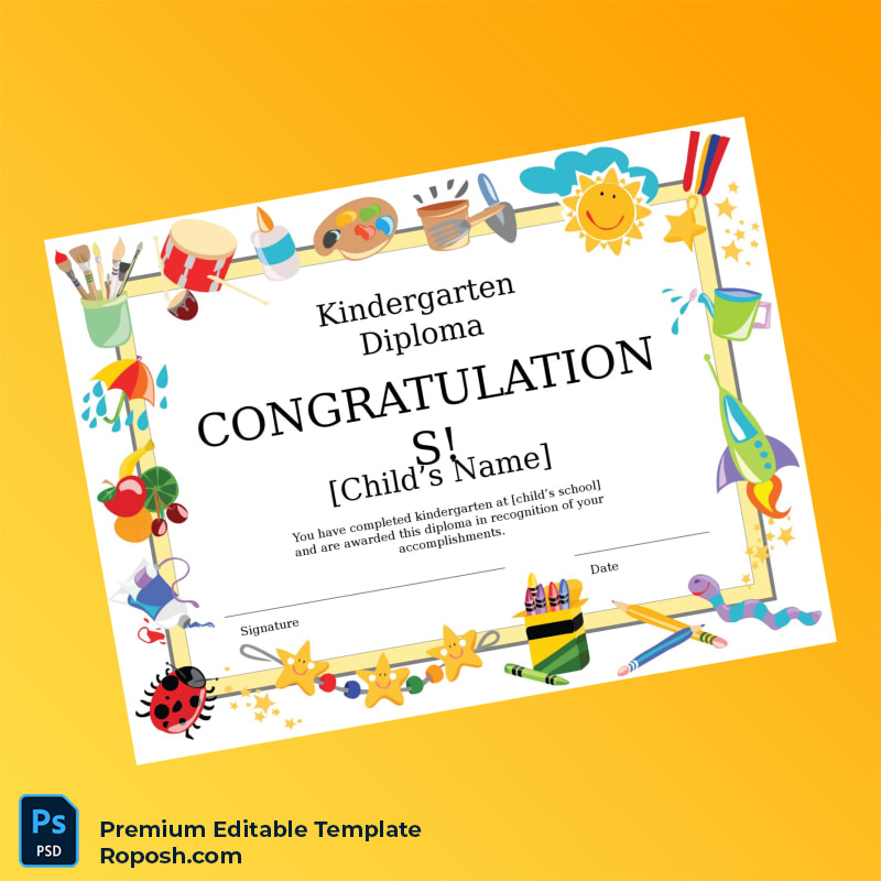 Editable USA Kindergarten School Kindergarten Diploma Template – Fast Edit Editable USA Kindergarten School Kindergarten Diploma Template – Fast Edit