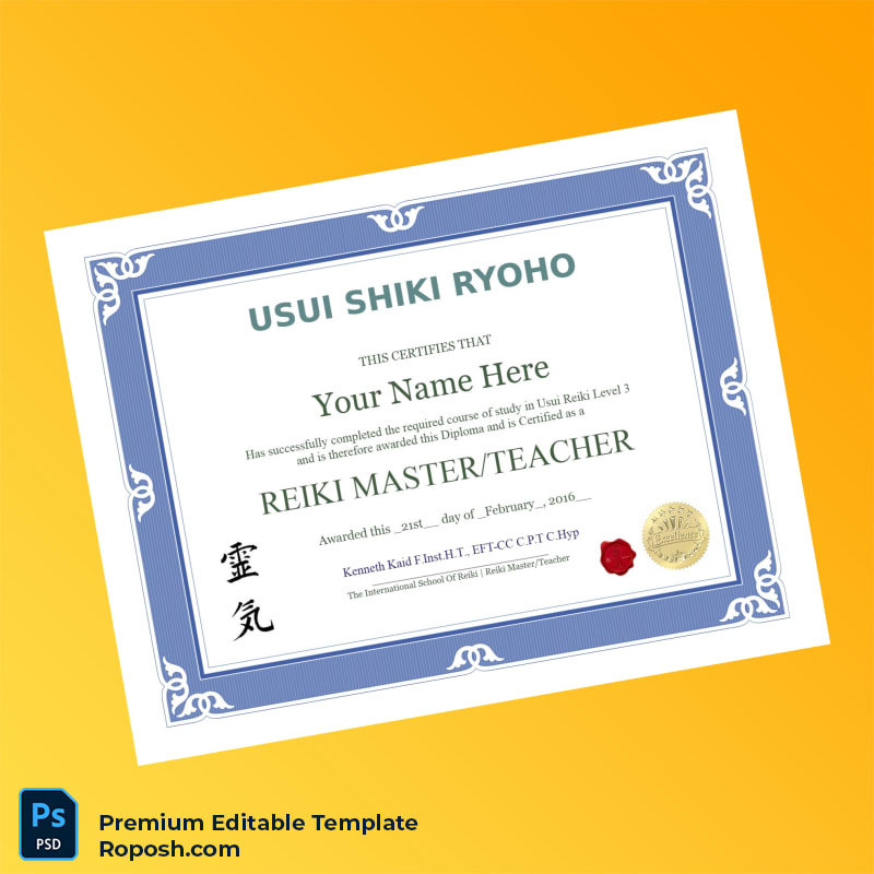 Editable USA The International School of Reiki Usui Reiki Level 3 Certification Diploma – Fast Edit Editable USA The International School of Reiki Usui Reiki Level 3 Certification Diploma – Fast Edit