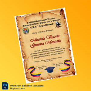 Editable Venezuela E.B.E. _Negro Primero_ 1st Grade Promotion Diploma – Instant Download 2 Page Editable Venezuela E.B.E. _Negro Primero_ 1st Grade Promotion Diploma – Instant Download 2 Page