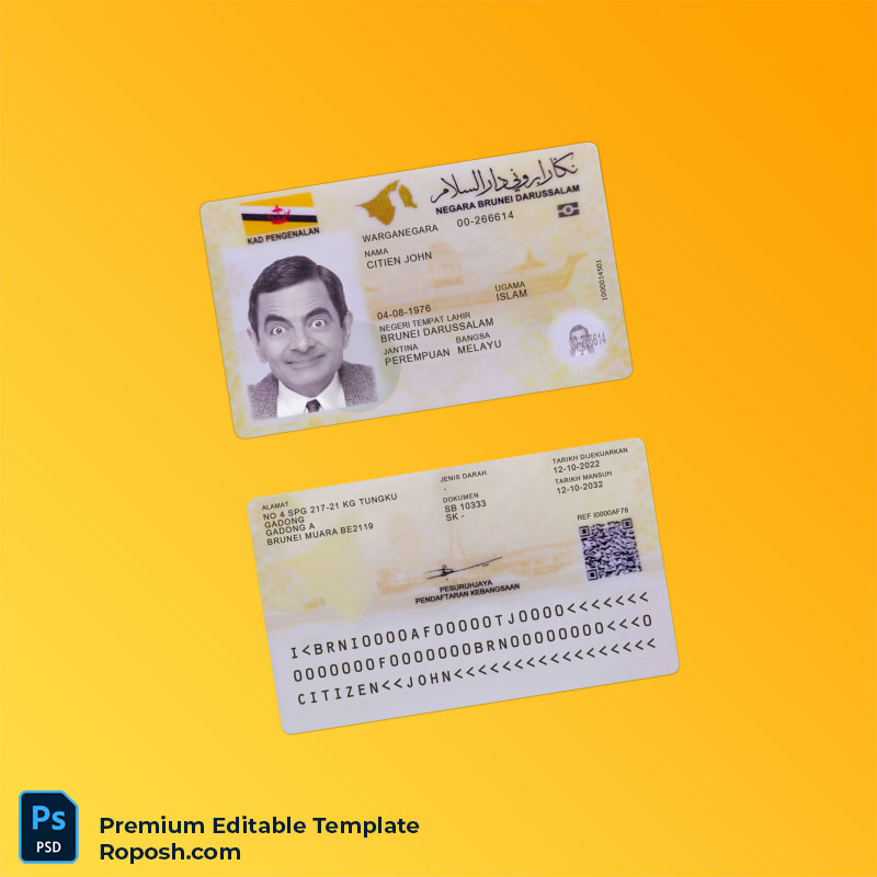 Printable PSD for Brunei ID card PSD Template v1 (2022-present) done – Fast Edit Printable PSD for Brunei ID card PSD Template v1 (2022-present) done – Fast Edit