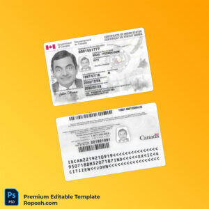 Editable PSD for Canada Indian status ID card PSD template – Instant Download