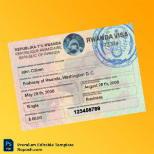 Editable PSD for Rwanda visa PSD template – High Quality Editable PSD for Rwanda visa PSD template – High Quality