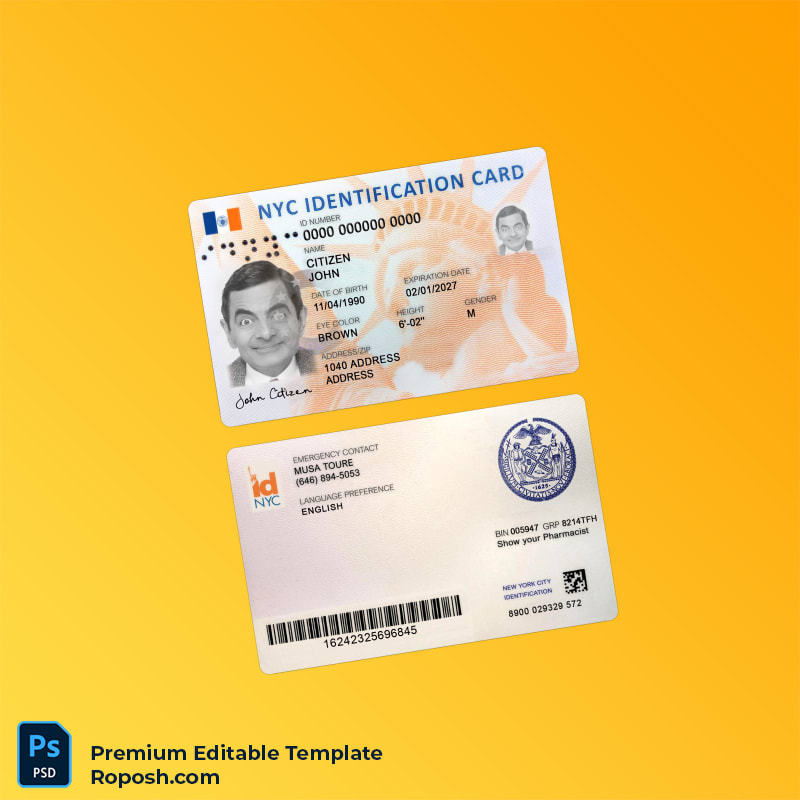 Editable PSD for USA New York ID Card Psd Template – Instant Download Editable PSD for USA New York ID Card Psd Template – Instant Download