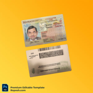 Editable PSD for USA Massachusetts ID card PSD template – Fast Edit