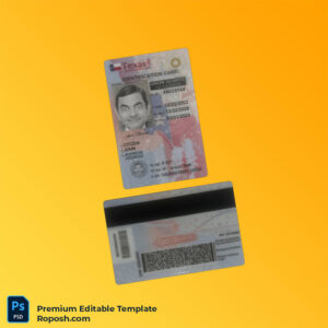 Editable PSD for USA Texas ID card PSD template – Instant Download