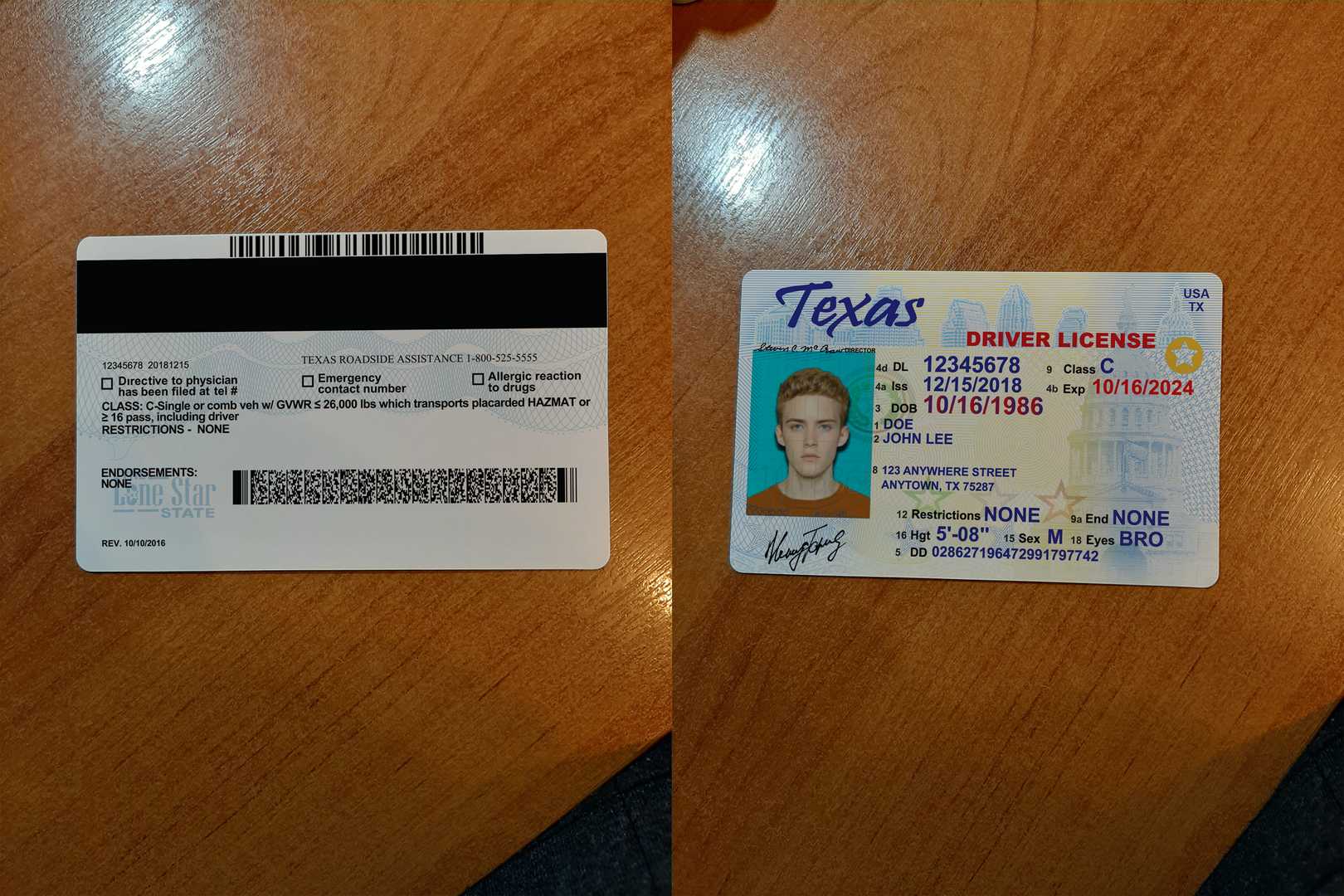 dl texas - USA Texas Driver License (Rev. 2016)
