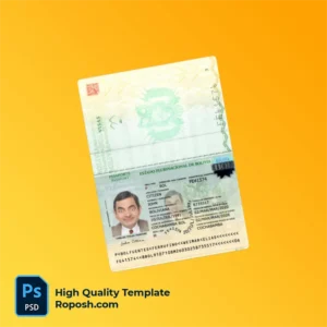 Bolivia passport template in PSD format, fully editable, with all fonts Bolivia passport template in PSD format, fully editable, with all fonts