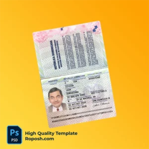Dominica passport template in PSD format at the best price, with fonts