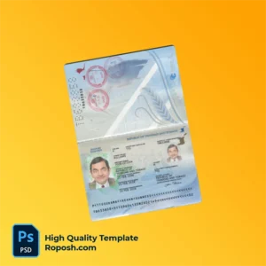 Trinidad and Tobago passport template in PSD format, with all fonts