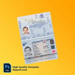 Georgia passport template in PSD format, fully editable